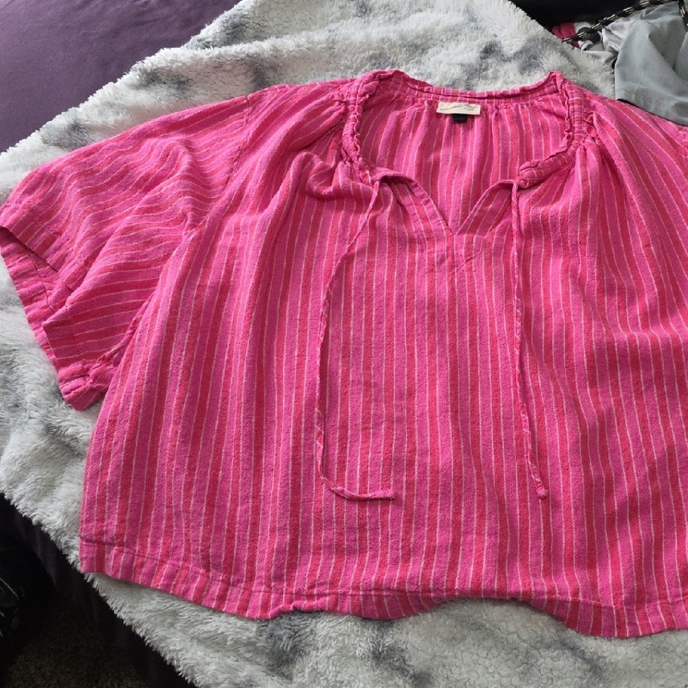 Universal Thread Pink and White Striped Top